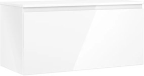 Mexen Orio szafka łazienkowa podumywalkowa 100 cm z blatem, 1 szuflada, biała połysk - 91A10-10047-1-BFC00
