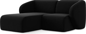 Narożnik lewostronny - z tkaniny welwetowej - czarny - LANI