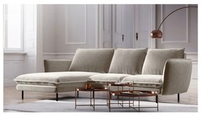 Beżowa narożna aksamitna sofa lewostronna Cosmopolitan Design Vienna