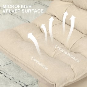 HOMCOM Relaksacyjny Fotel Czytelniczy, Obrotowy, W Wyglądzie Lnu, 62 x 70 x 95 cm, Kolor Beżowy