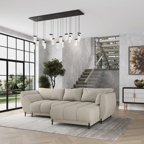 Masseno Narożnik VESTANO z funkcją spania i pojemnikiem na pościel Narozniki L, Rozkładana sofa - Beżowy, QUELLE 05