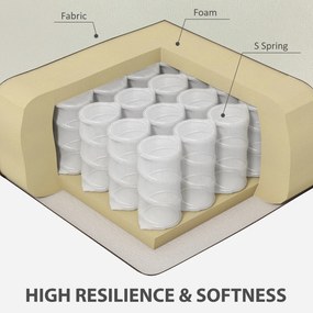 HOMCOM Fotel tapicerowany z podłokietnikami, nachylone oparcie, nogi z drewna kauczukowego, kremowy