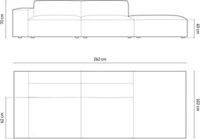 OUTLET Sofa 3-osobowa jasny beż welur 262x102x70 Jodie od Micadoni