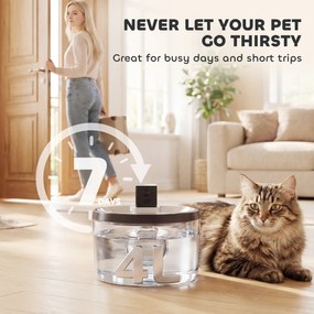 PawHut Fontanna dla kota 4L bezprzewodowa, ze stali nierdzewnej, z czujnikiem ruchu, 6 filtrami, podwójnym systemem filtracji, okienkiem LED, srebrna | Aosom PL