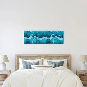 Obraz - Abstrakcja, morze (z zegarem) (90x30 cm)