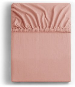 Brzoskwiniowe dżersejowe prześcieradło z gumką 240x220 cm Amber – Restilo