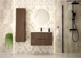 Szafka Łazienkowa pod Umywalkę 80cm 2 Szuflady Ryflowane Fronty Dąb Orzech Stella