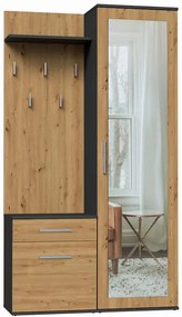 Garderoba Do Przedpokoju Antracyt + Dąb Artisan W7-F18