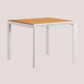 Stół Ogrodowy Archer Classic Z Drewna Eukaliptusowego I Aluminium Gardenia Biel & 90 X 90 Cm - Sklum