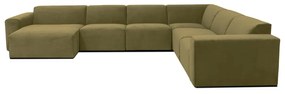 Zielona sztruksowa sofa modułowa w kształcie litery "U" Scandic Sting, lewostronna