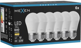 Mexen Nova 6x żarówka LED E27, G45, 8W, Ciepła - 3000K, 840 lm - L101-E27-0830-01x06