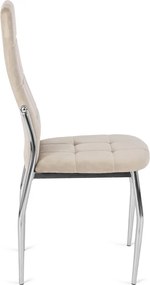 Krzesło Tapicerowane do Jadalni MOLLY Beżowe Welurowe Nowoczesne