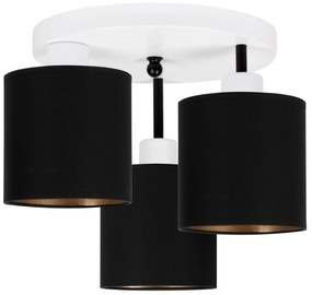Lampa sufitowa biała trzypunktowa z czarnymi abażurami C-3030WE-SCSCSC