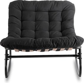 Bujany fotel na taras Aurora - bujak ogrodowy z pikowaną poduchą, czarny