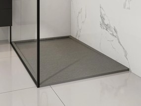 Brodzik posadzkowy lub wpuszczany w posadzkę z żywicy z syfonem - Szary - 140 x 90 cm - LYROSA