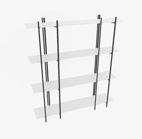 Stylowa biblioteczka, 160 cm x 180 cm x 29,6 cm, w kolorze białym i czarnym | Płyta wiórowa pokryta melaminą w 100%, grubość 18 mm | Idealna