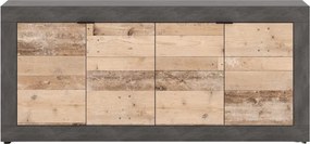 Komoda Czterodrzwiowa BLAGO 180 cm Surowy Dąb/Czarny Loft