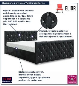 Czarne welurowe łóżko z pikowaniem 5 rozmiarów P8-S79