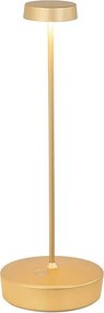 Lampa stołowa LED Zafferano Swap w kolorze matowego złota, ładowalna i ściemnialna, 2200-2700-3000 K, maksymalna moc 9 godz.