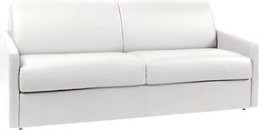Kanapa 4-osobowa z ekspresowym mechanizmem rozkładania z ekoskóry CALIFE - Kolor: biały - Wymiary miejsca do spania: 160 cm - Materac 22 cm z pamięcią kształtu