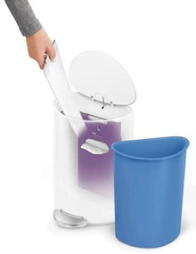 Simplehuman Pojemnik na śmieci  z pedałem 6 l, półokrągły, stal biały, plastik