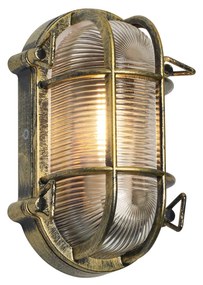 Zewnętrzna lampa ścienna i sufitowa owalna w kolorze antycznego złota IP44 - Noutica