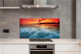 Panel szklany do Kuchni Drzewa nad Morzem o Zachodzie