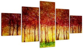 Obraz - Malowanie lasu liściastego (125x70 cm)