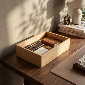 Organizer biurkowy bambusowy, 15 x 23 x 7 cm