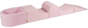 Piankowy Zestaw Do Zabawy Z Suchym Basenem 57x45x30cm, Bez Piłek, Plac Zabaw Dla Dziecka, 5 Elementów, Welurowy, Pudroworóżowy - Meowbaby®