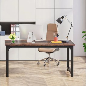 Nowoczesne biurko komputerowe, 160 x 80 cm, duże biurko, stolik komputerowy, biurko do nauki, stanowisko pracy do domowego biura, rustykalne/czarne