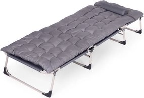 Składany leżak ogrodowy z poduszką i zagłówkiem Marbella, szary