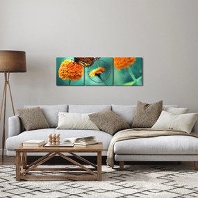 Obraz motyla (z zegarem) (90x30 cm)