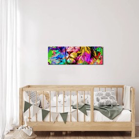 Obraz - obraz 3D lwa (z zegarem) (90x30 cm)
