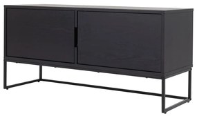 Czarna szafla pod TV w dekorze jesionu Tenzo Lipp, 118x57 cm