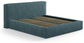 Niebieskie tapicerowane łóżko dwuosobowe ze schowkiem ze stelażem 200x200 cm Simon Olivia – Micadoni