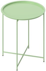 Outsunny Stolik ogrodowy, Okrągły zewnętrzny stolik pomocniczy ze stali z zdejmowaną tacą, składany design, stolik na taras, Zielony