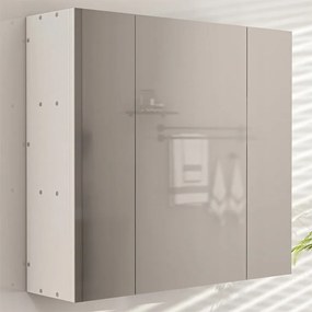 Wisząca szafka łazienkowa z trójdzielnym lustrem, montowana na ścianie, w nowoczesnym stylu loftowym