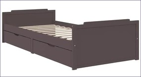 Łóżko drewniane z szufladami ciemny brąz 90x200 - Kamos