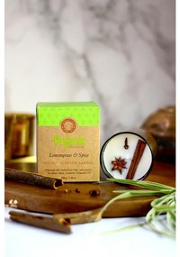 Organiczna świeca kadzidlana Lemongrass &amp;Spice 200 g w szklanym słoiku ze złotą folią