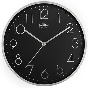 Metalowy zegar czarny MPM Metallic Elegance ∅ 300 × 40 mm