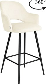 Hoker Milano krzesło barowe tkanina Welur podstawa metalowa elegancki klimat wnętrza : Kolor nogi - Czarna stożek, Kolor tkaniny - VELVET - MG50, Typ siedziska - Siedzisko obrotowe 360°