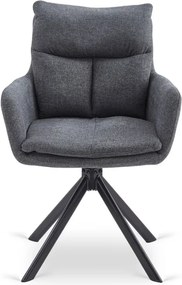 Krzesło Tapicerowane Obrotowe do Salonu PAUL Ciemnoszare Nowoczesne