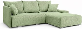 Narożnik, Sofa w kształcie L, tkanina sztruksowa Poso, Jasnozielony, Prawy, Livorno L