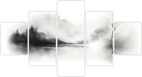 Obraz - Malowany tuszem krajobraz (125x70 cm)