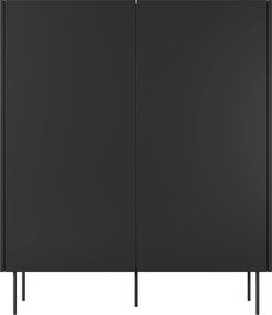Komoda wysoka Desin 120 cm dwudrzwiowa z ukrytymi szufladami - czarny mat / dąb nagano