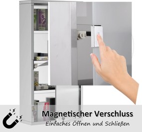 HOMCOM Szafka Medyczna Wisząca 4 Półki Zamykana na Leki Stal Nierdzewna Szer 30xGł 12xWys 60cm Srebrna | Aosom PL