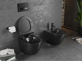 Mexen Lena miska wc Rimless z deską wolnoopadającą slim, duroplast, czarna mat - 30220185