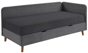 Ciemnoszare tapicerowane łóżko ze schowkiem 90x200 cm Cabana – Meise Möbel