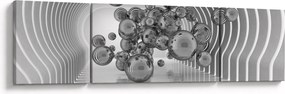 Obraz - Czarno-białe bąbelki (170x50 cm)